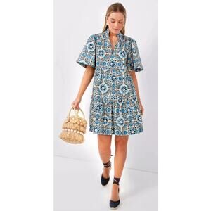 Tuckernuck Blue and White Printed Short Dress